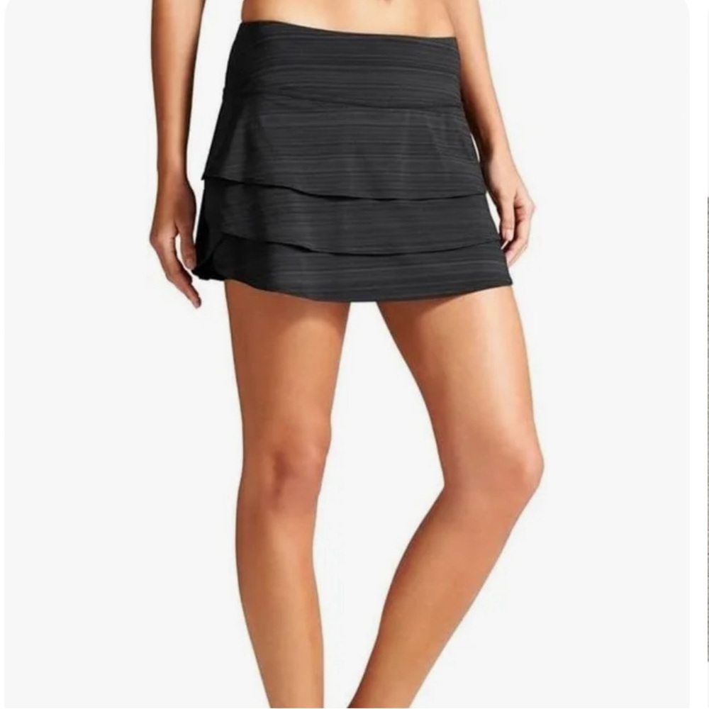 Athleta Striped Swagger Skort Flint Gray/Black Size Small